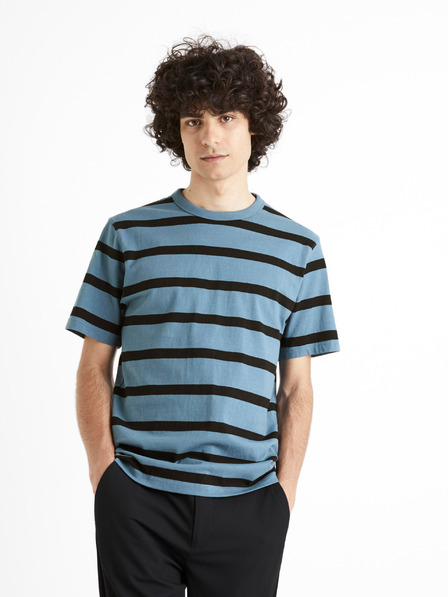 Celio Modra črtasta majica Celio Beboxar