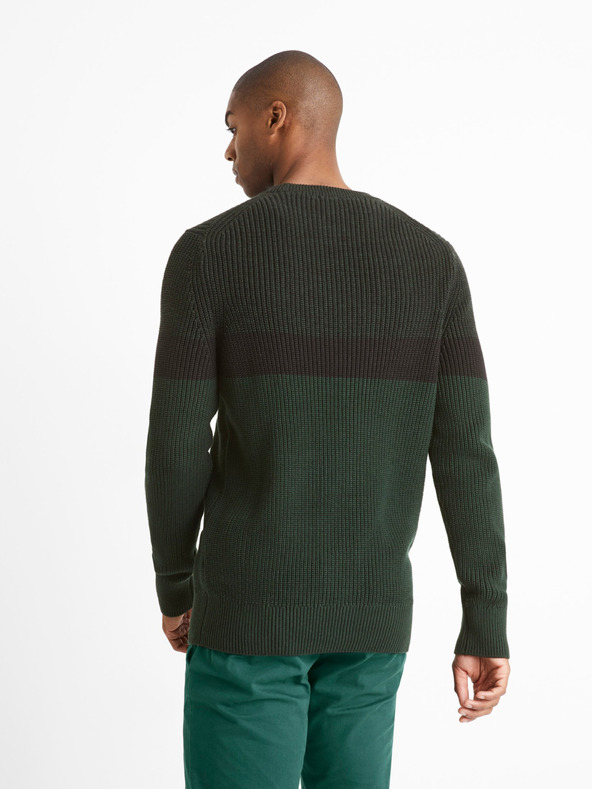 Celio Temno zelen moški pulover Celio Ceriblock