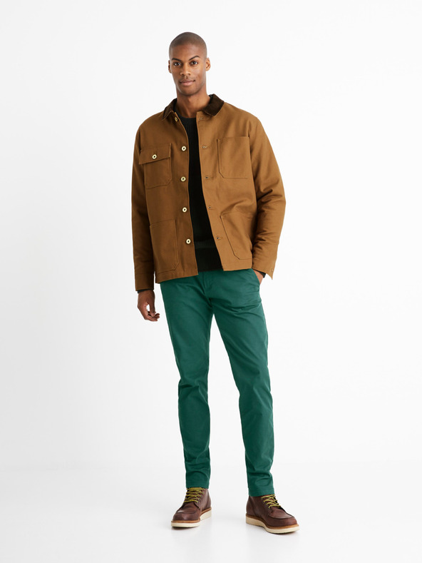 Celio Temno zelen moški pulover Celio Ceriblock