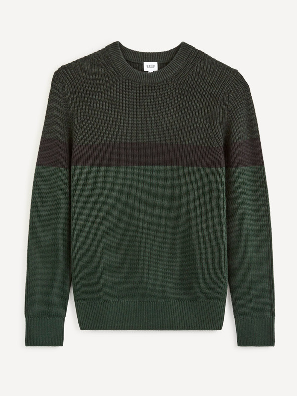 Celio Temno zelen moški pulover Celio Ceriblock