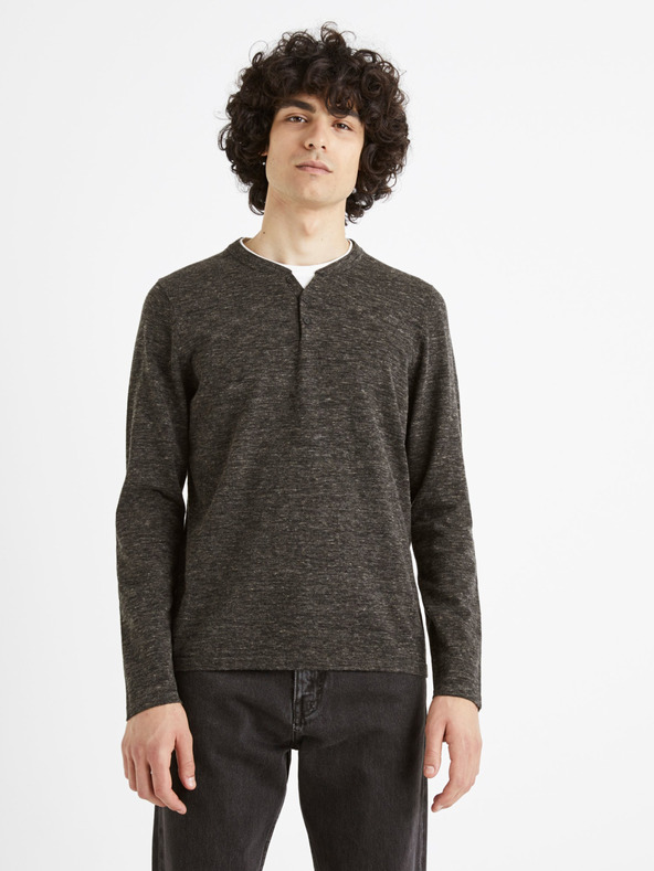 Celio Temno siv moški pulover z gumbom Celio Cechilll