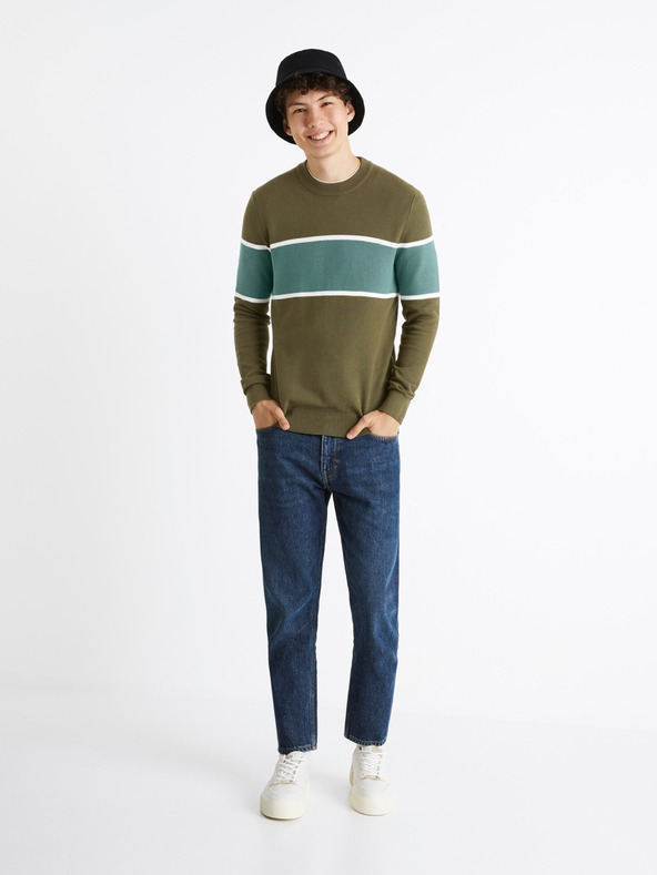 Celio Kaki moška črtasta jopa Celio