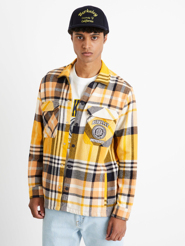 Celio Siva in rumena moška karirasta majica Celio Berkeley university