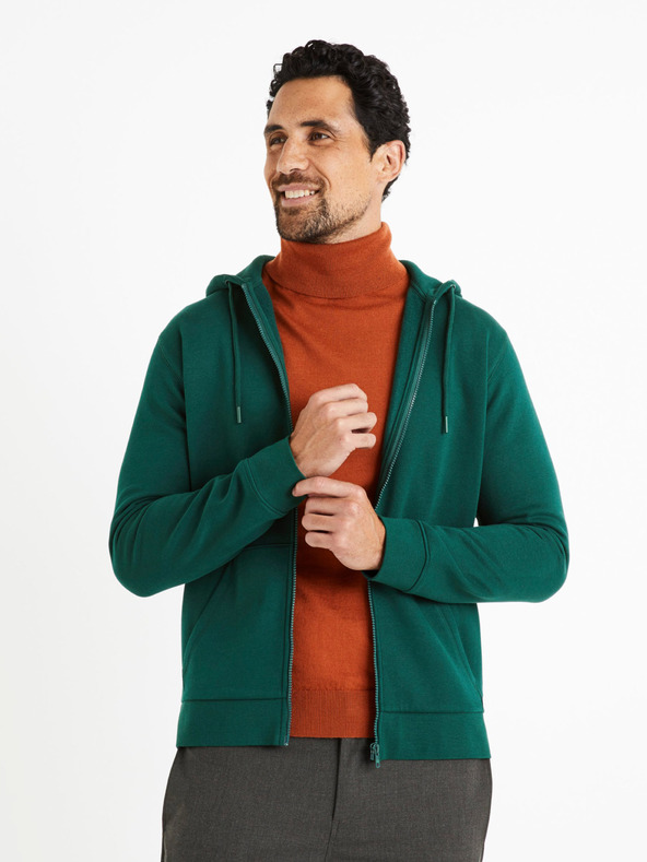 Celio Temno zelena moška majica z zadrgo Celio Vethree