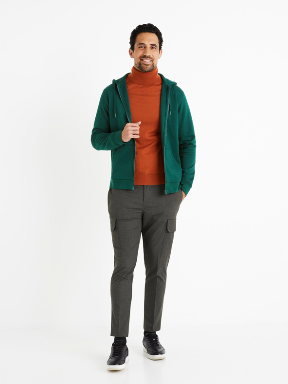 Celio Temno zelena moška majica z zadrgo Celio Vethree