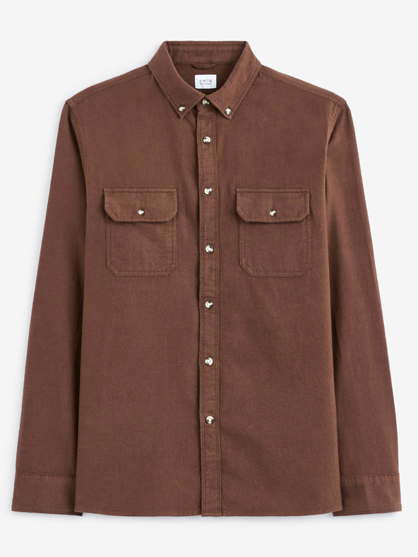 Celio Rjava moška flanelna srajca Celio Caoflacko