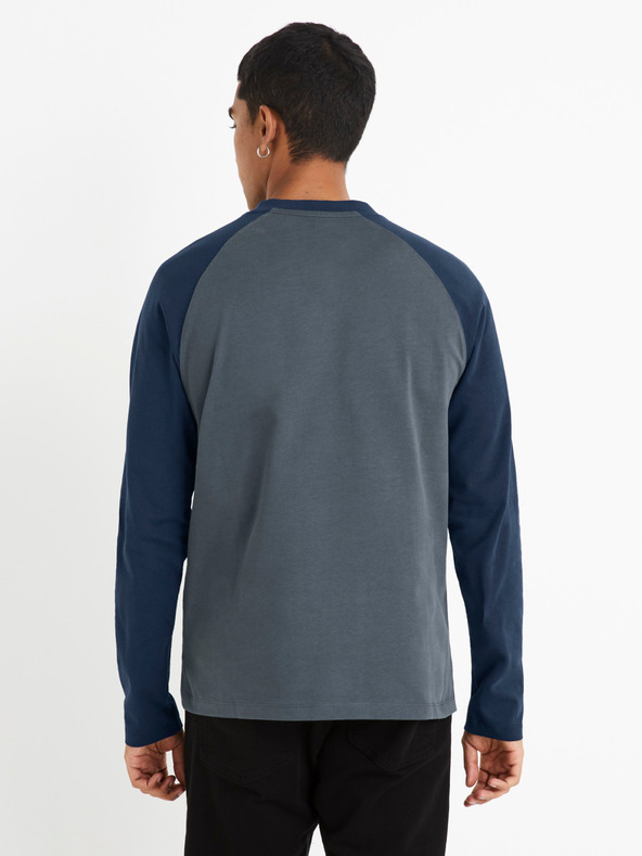 Celio Modro siva moška majica z dolgimi rokavi Celio Cesolrag