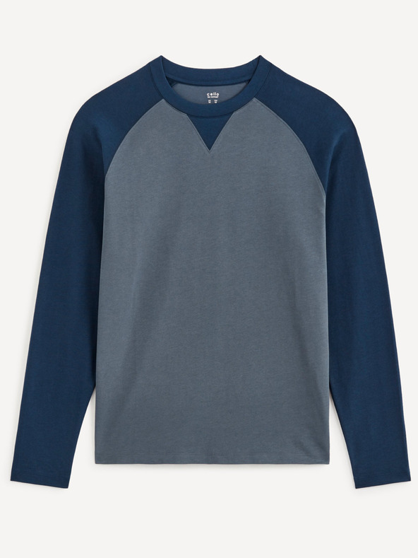 Celio Modro siva moška majica z dolgimi rokavi Celio Cesolrag
