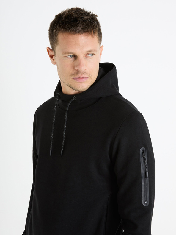 Celio Črna moška majica s kapuco Celio Feyokehood