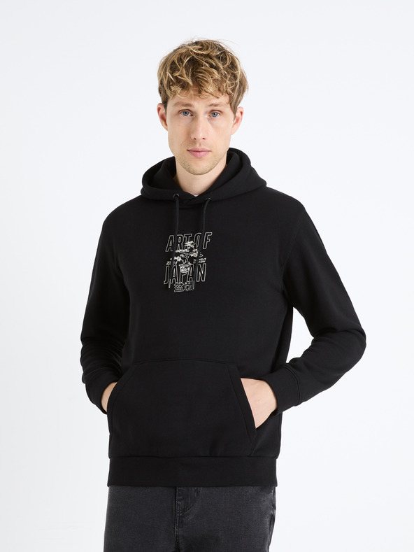 Celio Črna moška jopa s kapuco Celio Fejabowl