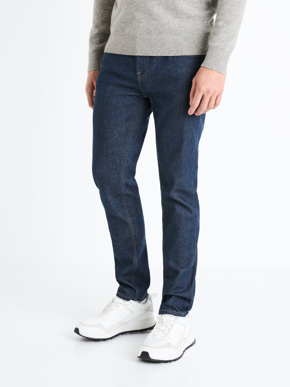 Celio Temno modre moške kavbojke tankega kroja Celio Fotaper