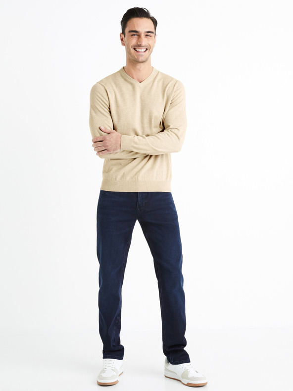 Celio bež moški osnovni pulover Celio Decotonv