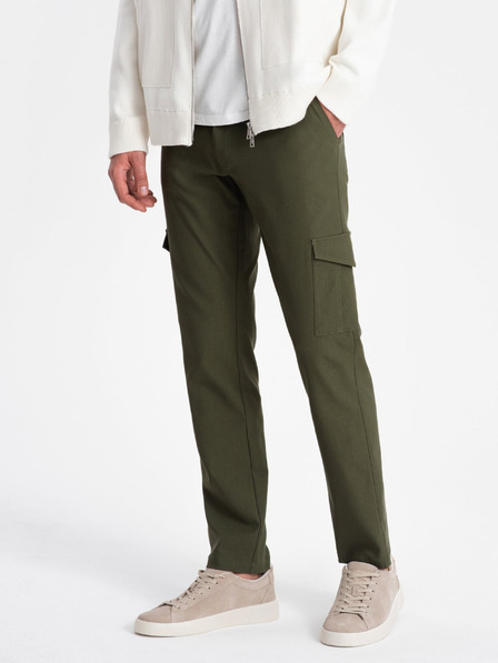 Ombre Clothing Temno zelene moške tovorne hlače Ombre Clothing