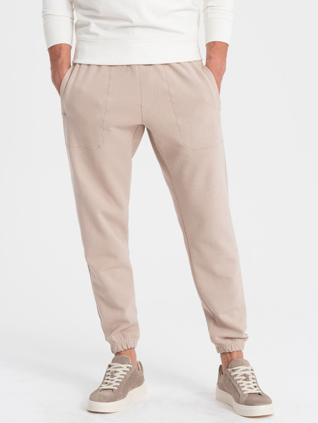 Ombre Clothing Bež moške hlače Ombre Clothing CARROT