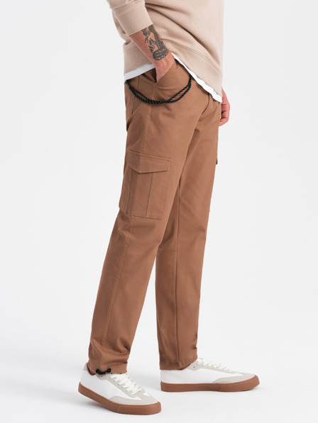 Ombre Clothing Rjave moške hlače Cargo Ombre oblačila
