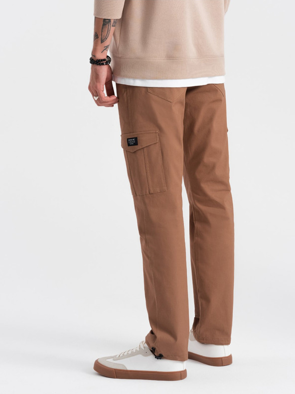 Ombre Clothing Rjave moške hlače Cargo Ombre oblačila