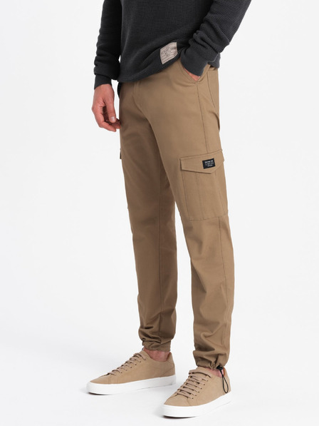 Ombre Clothing Rjave moške hlače Cargo Ombre oblačila