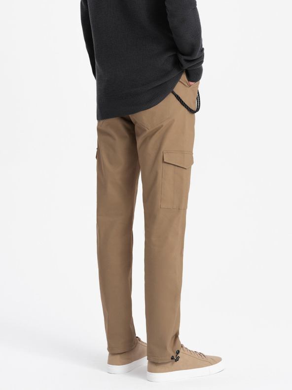 Ombre Clothing Rjave moške hlače Cargo Ombre oblačila