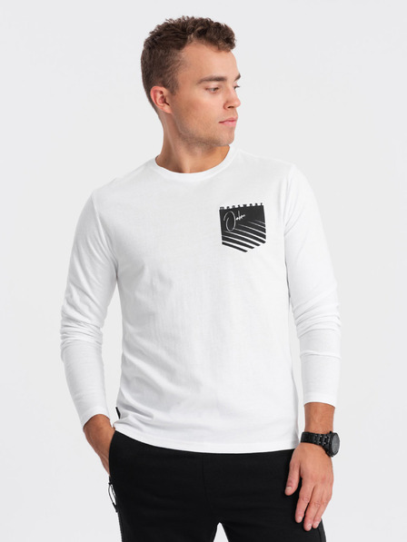 Ombre Clothing Bela moška majica s potiskom Ombre Clothing