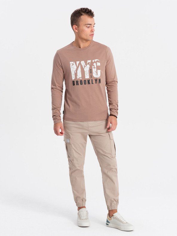 Ombre Clothing Rjava moška majica Ombre Clothing