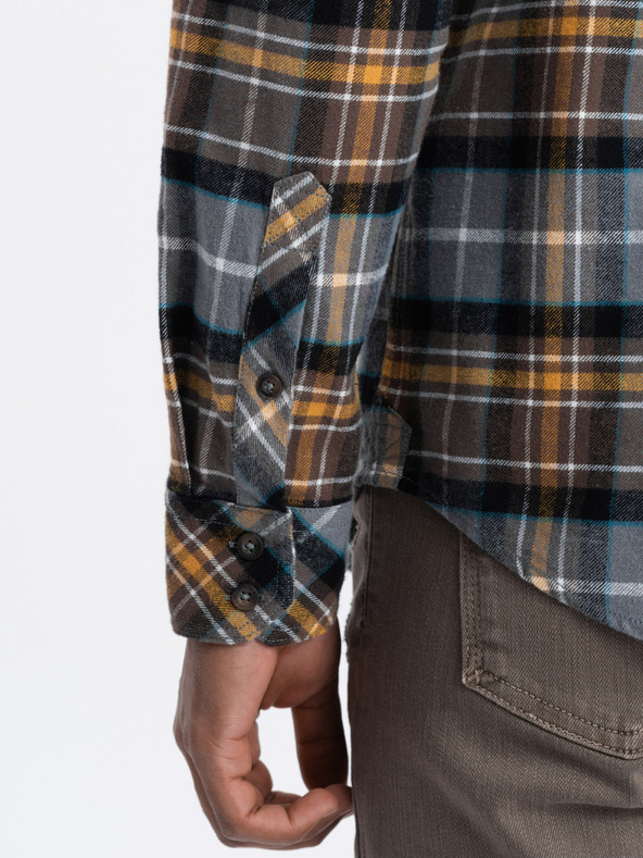 Ombre Clothing Oranžna in siva moška flanelna srajca Ombre Clothing