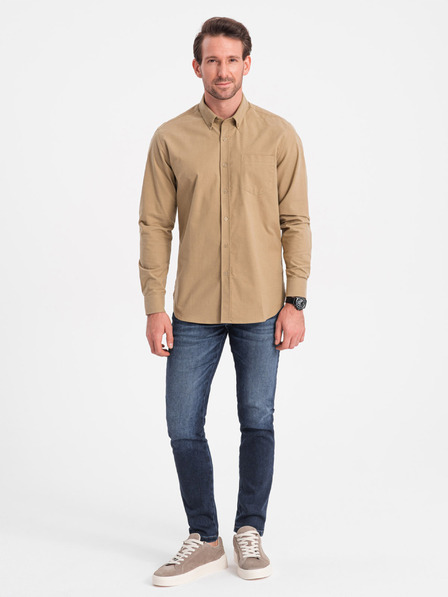 Ombre Clothing Svetlo rjava moška srajca Ombre Clothing