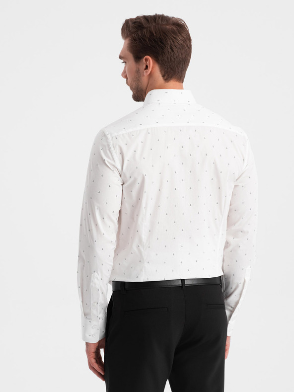 Ombre Clothing Bela moška srajca z vzorcem by Ombre Clothing