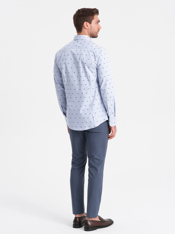 Ombre Clothing Svetlomodra moška vzorčasta majica Ombre Clothing