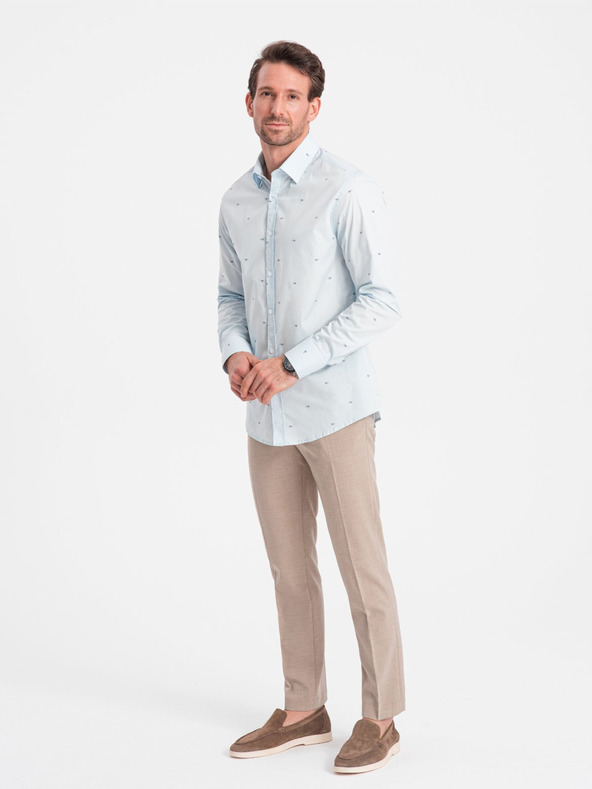 Ombre Clothing Svetlomodra moška vzorčasta majica Ombre Clothing