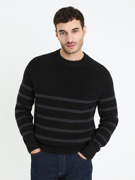 Celio Črn črtast moški pulover Celio Fepimpol
