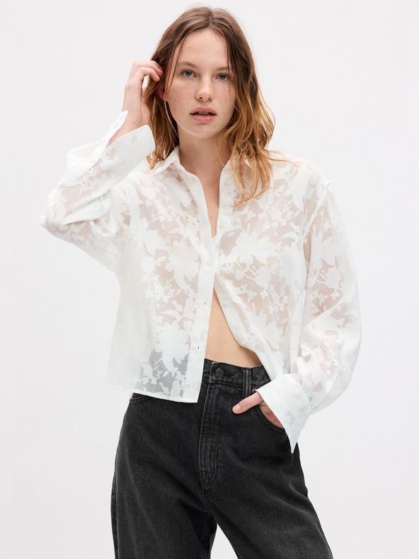 GAP Čipkovaná crop košeľa GAP