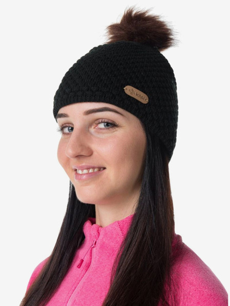 Kilpi Črna ženska modna kapa s pompom Kilpi LADY-W