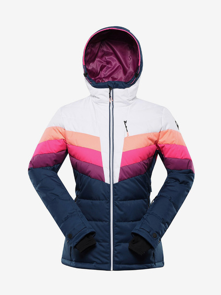 ALPINE PRO Modro-bela ženska smučarska jakna s puhom in membrano PTX ALPINE PRO Feedra
