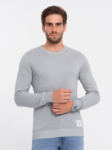 Ombre Clothing Svetlo siv moški pulover Ombre Clothing