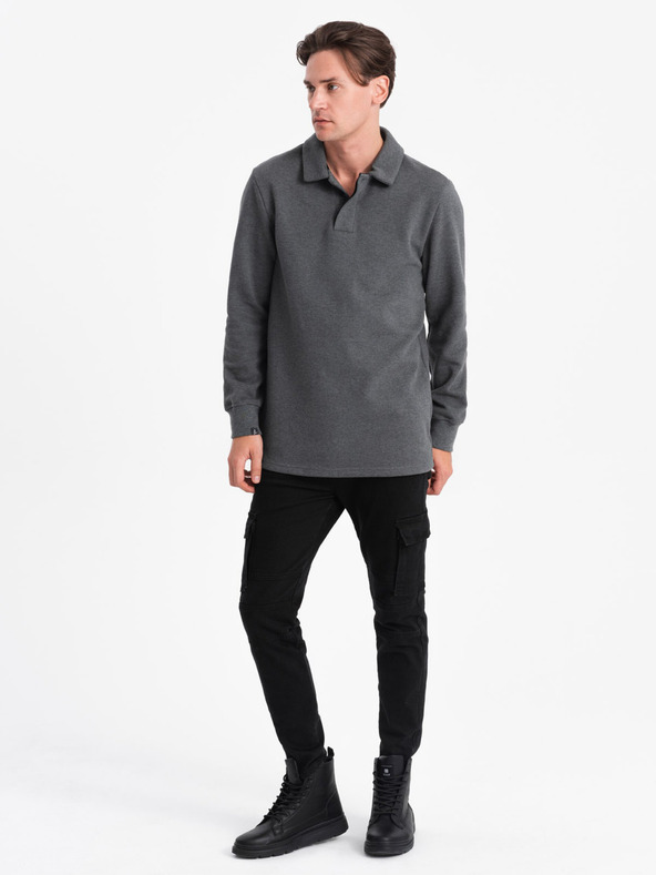 Ombre Clothing Siva moška majica z osnovnim ovratnikom Ombre Clothing