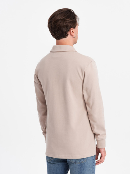 Ombre Clothing Bež moška majica z osnovnim ovratnikom Ombre Clothing