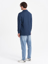 Ombre Clothing Temno modra moška majica z osnovnim ovratnikom Ombre Clothing