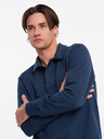 Ombre Clothing Temno modra moška majica z osnovnim ovratnikom Ombre Clothing