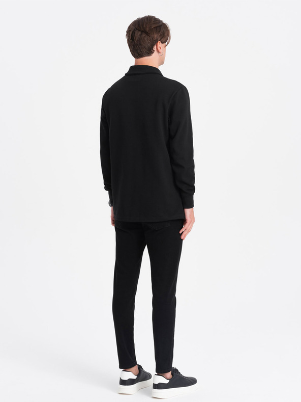 Ombre Clothing Črna moška majica z osnovnim ovratnikom Ombre Clothing