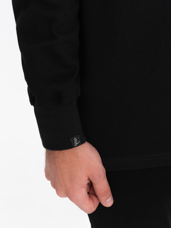 Ombre Clothing Črna moška majica z osnovnim ovratnikom Ombre Clothing