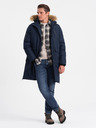 Ombre Clothing Temno modra moška zimska jakna z umetnim krznom Ombre Clothing Alaskan