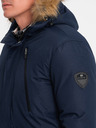 Ombre Clothing Temno modra moška zimska jakna z umetnim krznom Ombre Clothing Alaskan