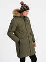 Ombre Clothing Zelena moška zimska jakna z umetnim krznom Ombre Clothing Alaskan