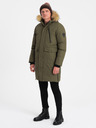 Ombre Clothing Zelena moška zimska jakna z umetnim krznom Ombre Clothing Alaskan