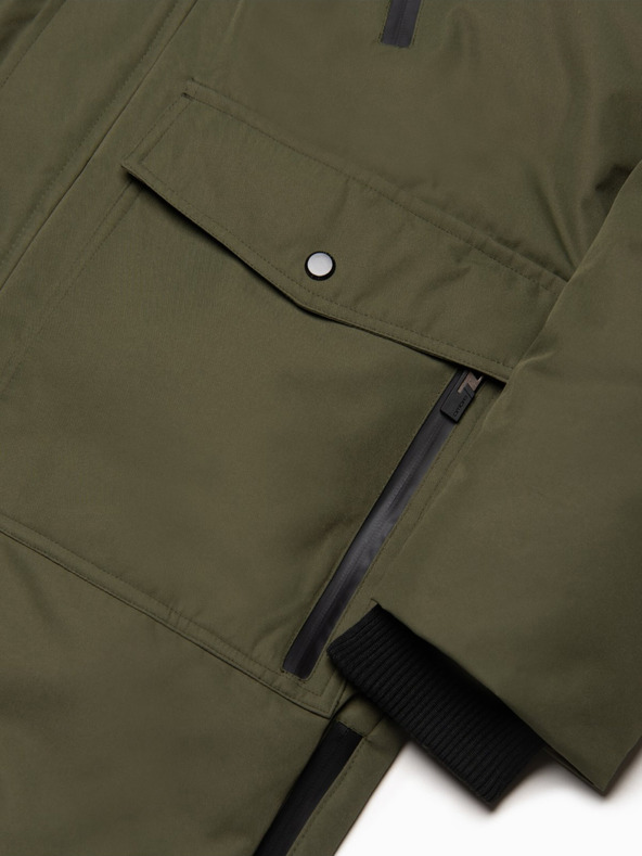 Ombre Clothing Zelena moška zimska jakna z umetnim krznom Ombre Clothing Alaskan