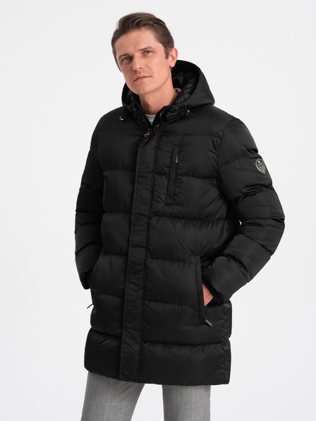 Ombre Clothing Črna moška zimska prešita jakna Ombre Clothing