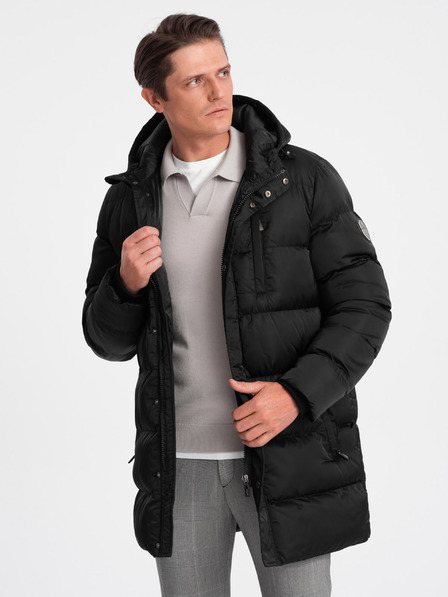 Ombre Clothing Črna moška zimska prešita jakna Ombre Clothing