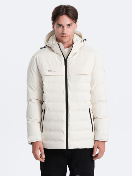 Ombre Clothing Kremasta moška prešita zimska jakna Ombre Oblačila
