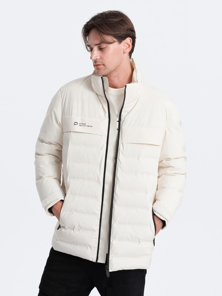 Ombre Clothing Kremasta moška prešita zimska jakna Ombre Oblačila