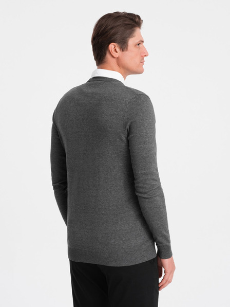 Ombre Clothing Siva Moški pulover s srajčnim ovratnikom Ombre oblačila